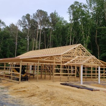 The frame work for a barndominium by The Amish Tradesmen LLC in Seaford, DE.