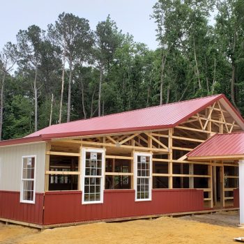 A partially build pole barn home by The Amish Tradesmen LLC in Seaford, DE.