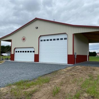 A commercial pole barn garage built by The Amish Tradesmen in Seaford, Delaware.